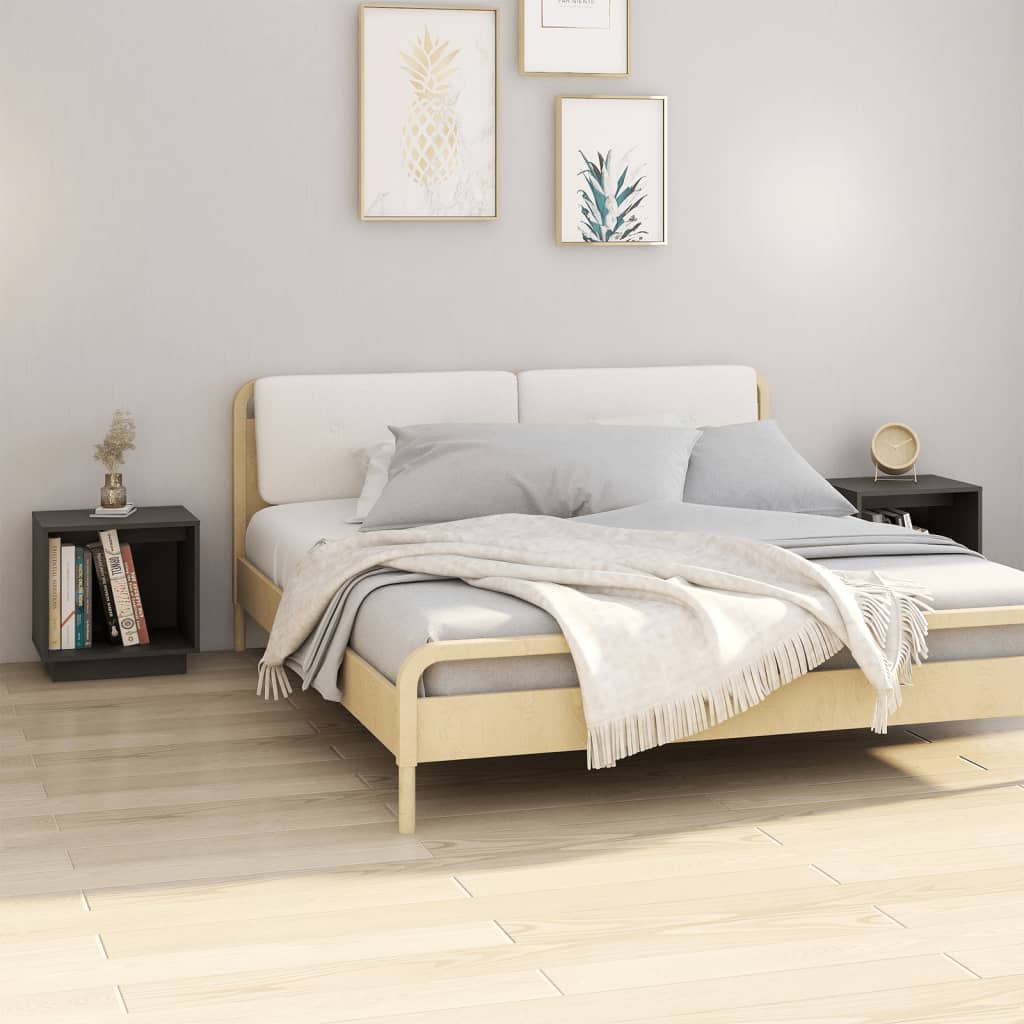 Bedside Table - DRYDEN Ben 2 Piece Nightstand Grey 40cm