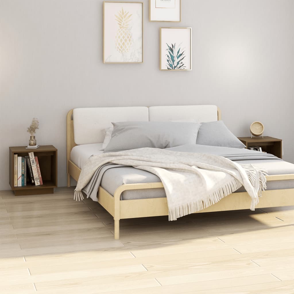 Bedside Table - DRYDEN Gus 2 Piece Nightstand Honey Brown 40cm