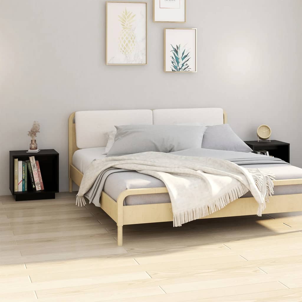 Bedside Table - DRYDEN Jay 2 Piece Nightstand Black 40cm