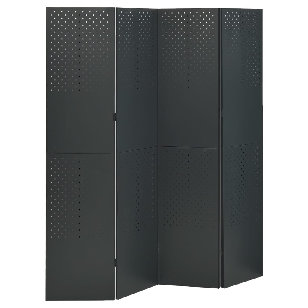 4-Panel Room Dividers 2 pcs Anthracite 160x180 cm Steel