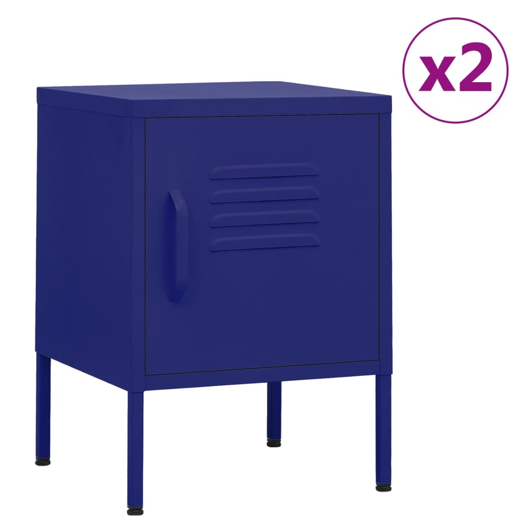 Bedside Table - MAYER Rio 2 Piece Nightstand Navy blue 35cm