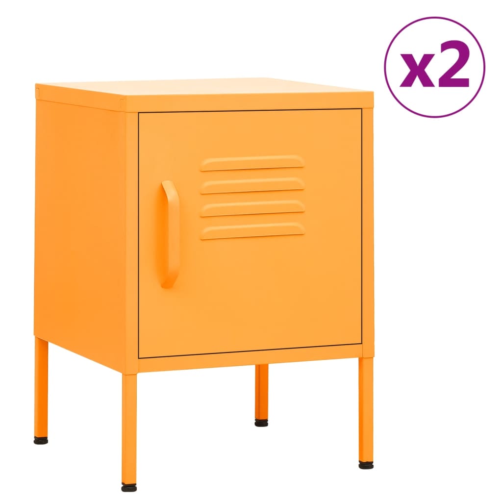 Bedside Table - MAYER Joe 2 Piece Nightstand Mustard yellow 35cm