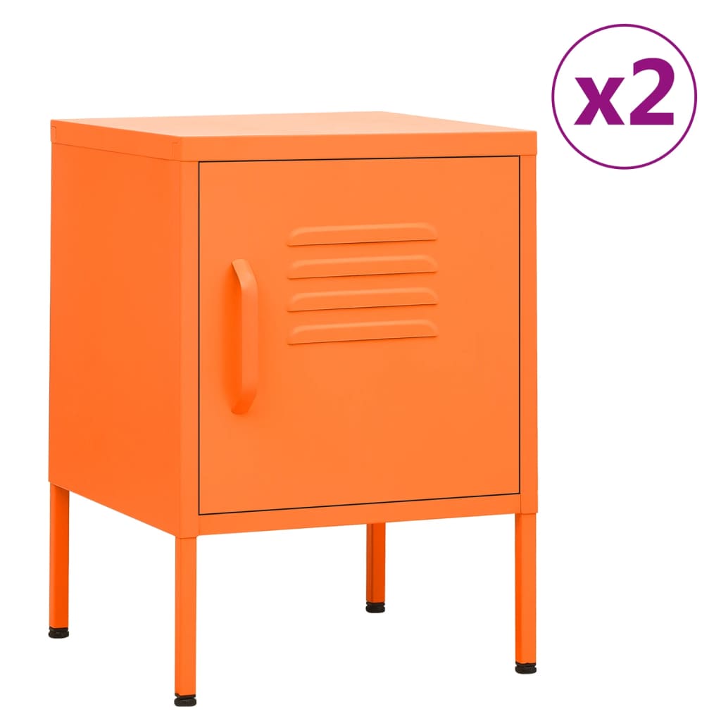 Bedside Table - MAYER Serifos 2 Piece Nightstand Orange 35cm