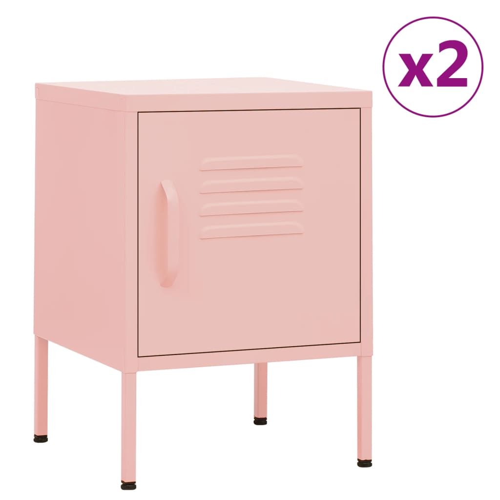 Bedside Table - MAYER Rio 2 Piece Nightstand Pink 35cm