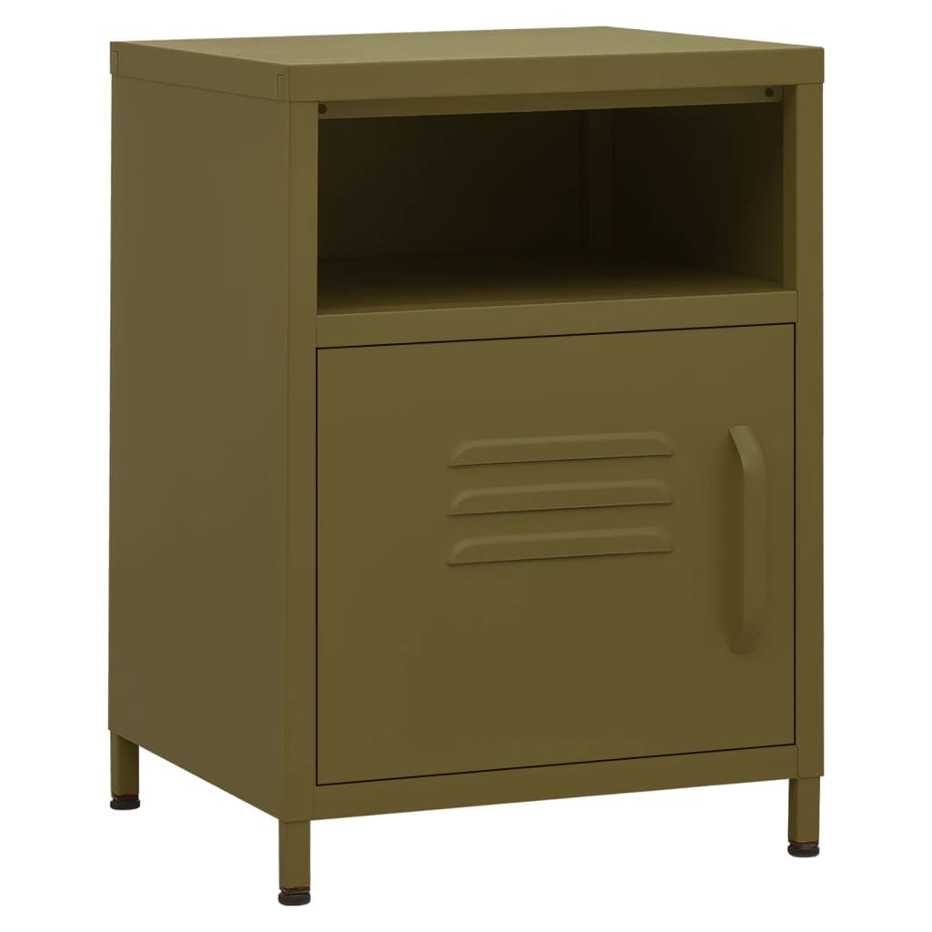 Bedside Table - MAYER Dex 2 Piece Nightstand Olive Green 35cm