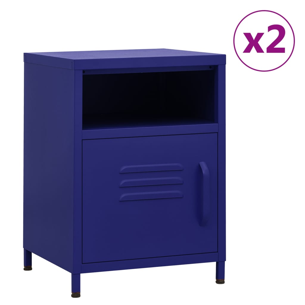 Bedside Table - MAYER Mac 2 Piece Nightstand Navy blue 35cm