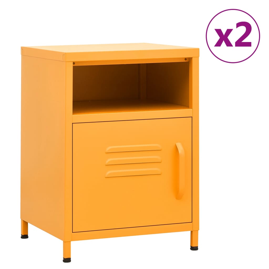 Bedside Table - MAYER Lou 2 Piece Nightstand Mustard Yellow 35cm