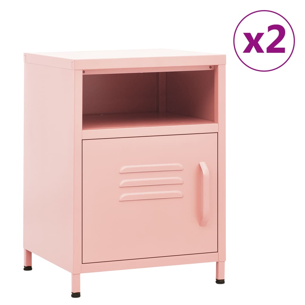 Bedside Table - MAYER Ty 2 Piece Nightstand Pink 35cm