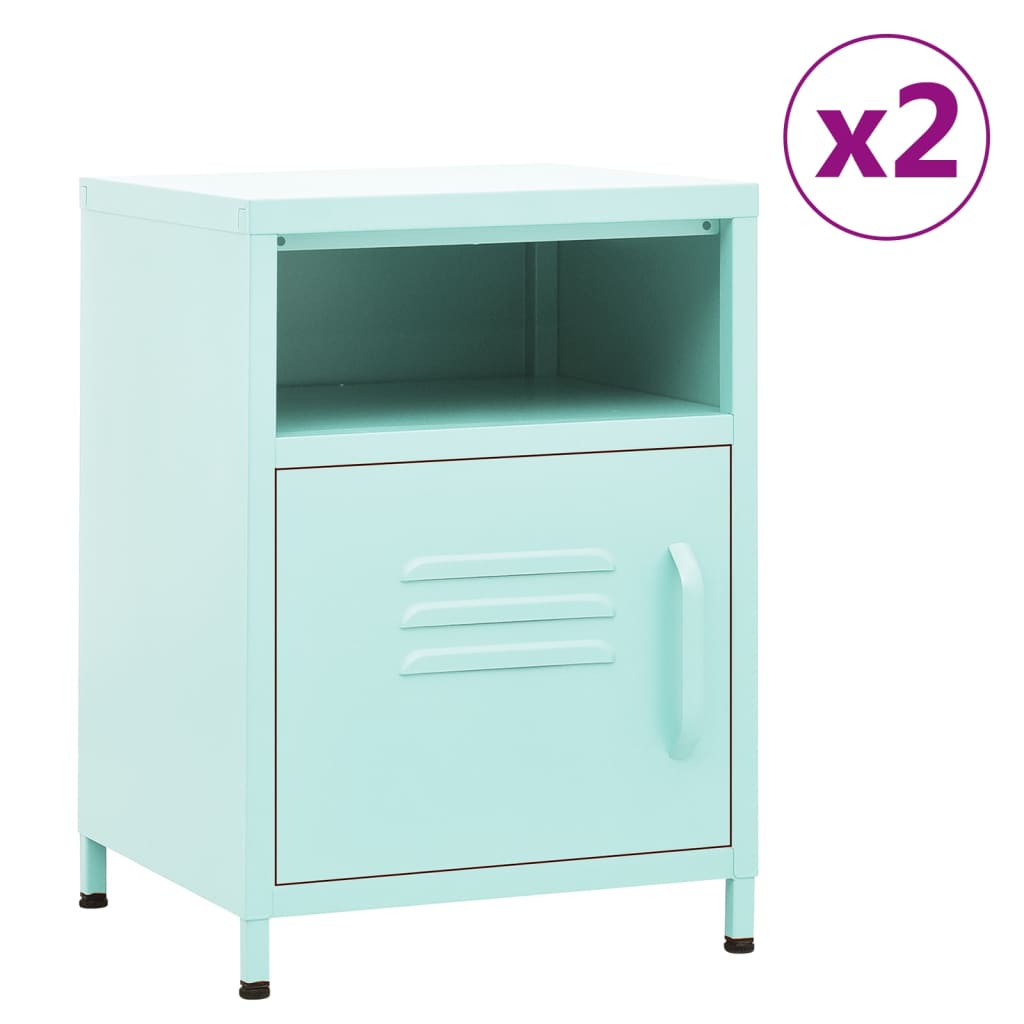 Bedside Table - MAYER Dan 2 Piece Nightstand Mint 35cm