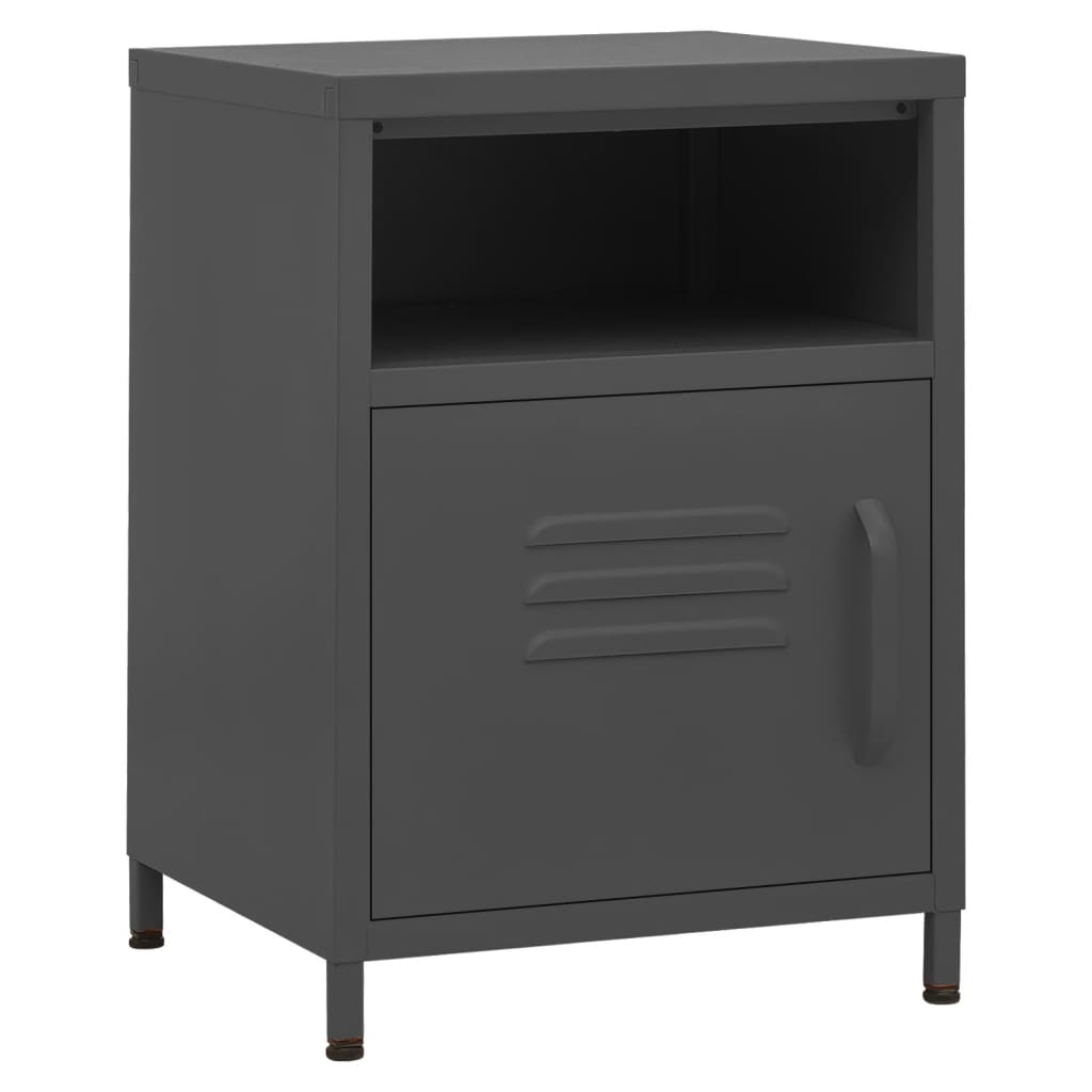 Bedside Table - MAYER Lux 2 Piece Nightstand Anthracite 35cm