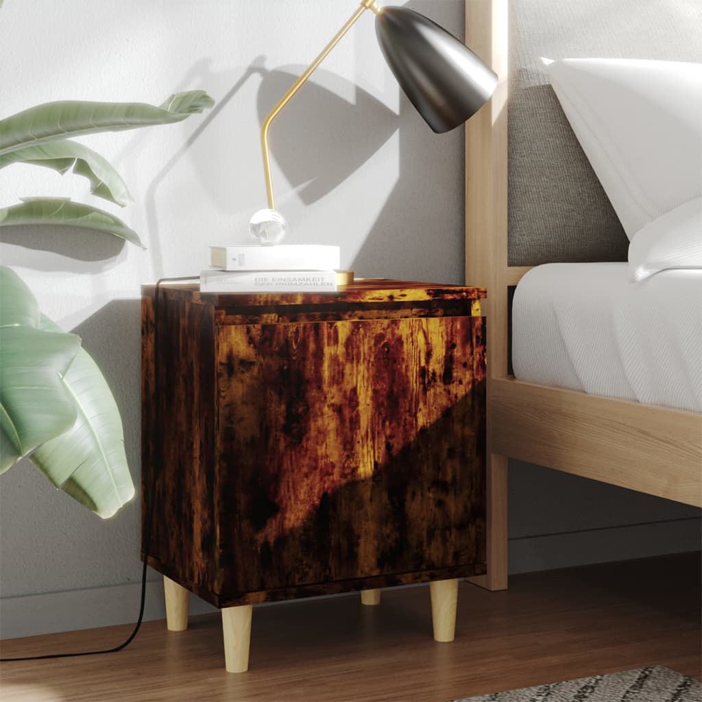 Bedside Table - ABERDEEN Ada Nightstand Smoked Oak 40cm