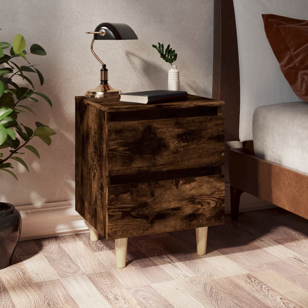 Bedside Table - QUINCY Nightstand Smoked Oak 40cm