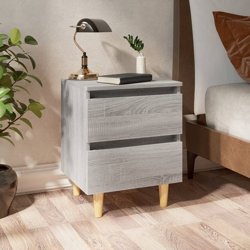 Bedside Table - QUINCY 2 Piece Nightstand Grey Sonoma 40cm