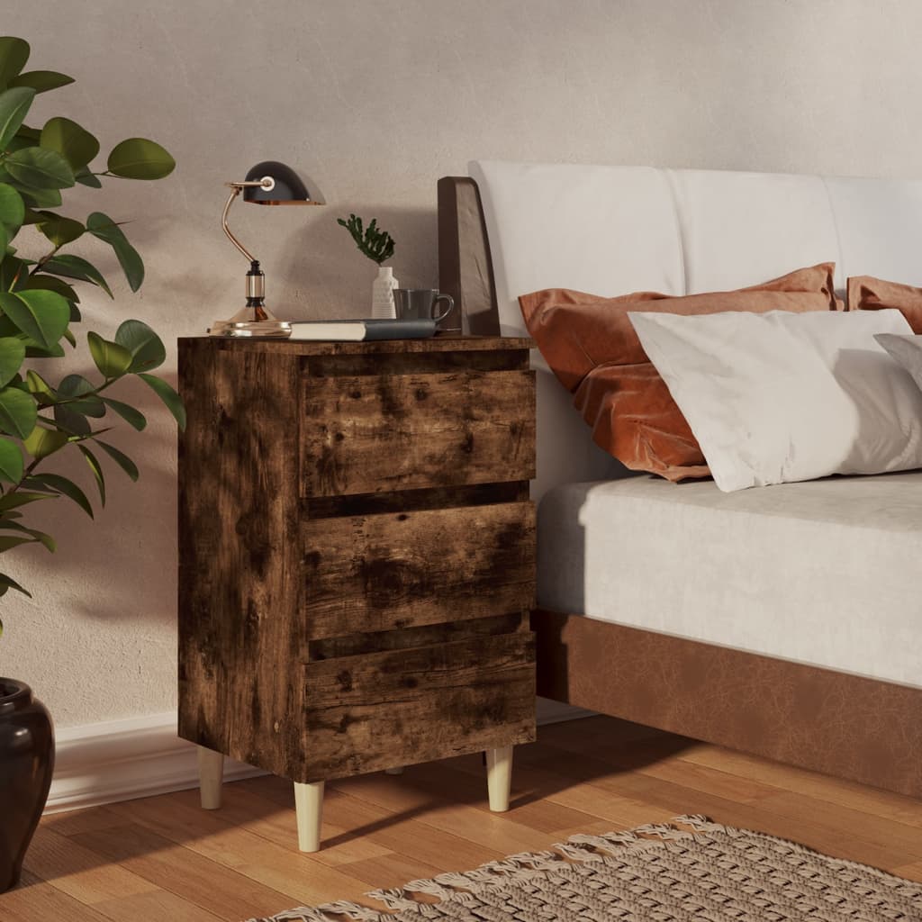 Bedside Table - MORRIS Nightstand Smoked Oak 40cm