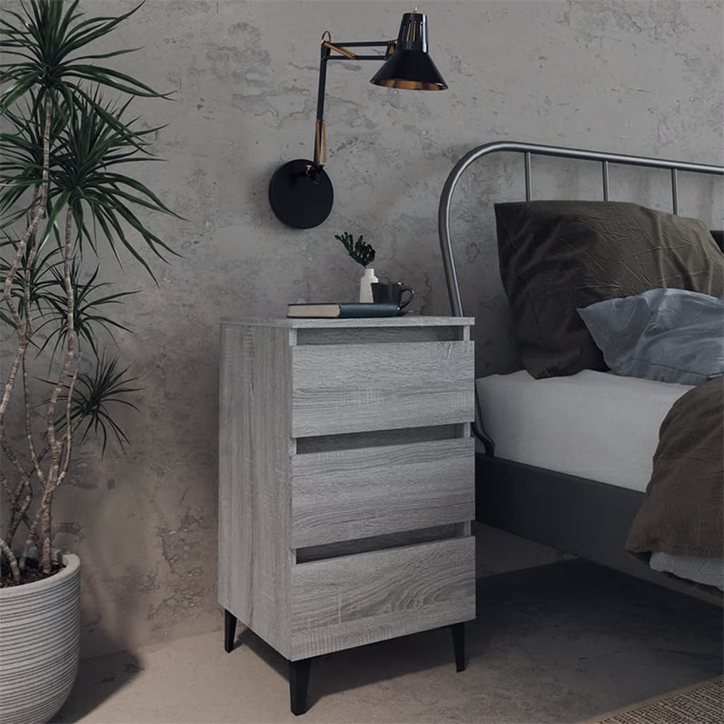 Bedside Table - MORGAN Nightstand Grey Sonoma 40cm