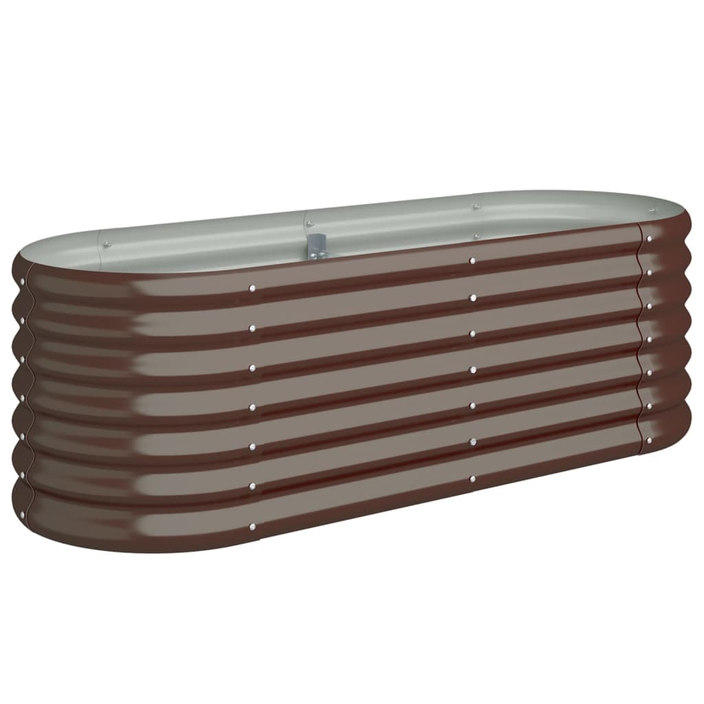 Garden Planter Powder-coated Steel 114x40x36 cm Brown