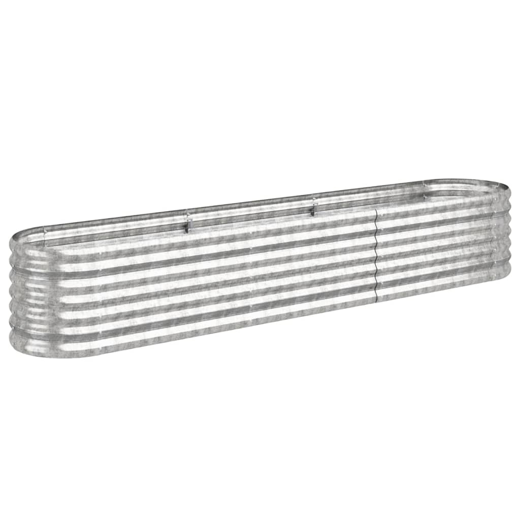 Garden Planter Powder-coated Steel 224x40x36 cm Silver