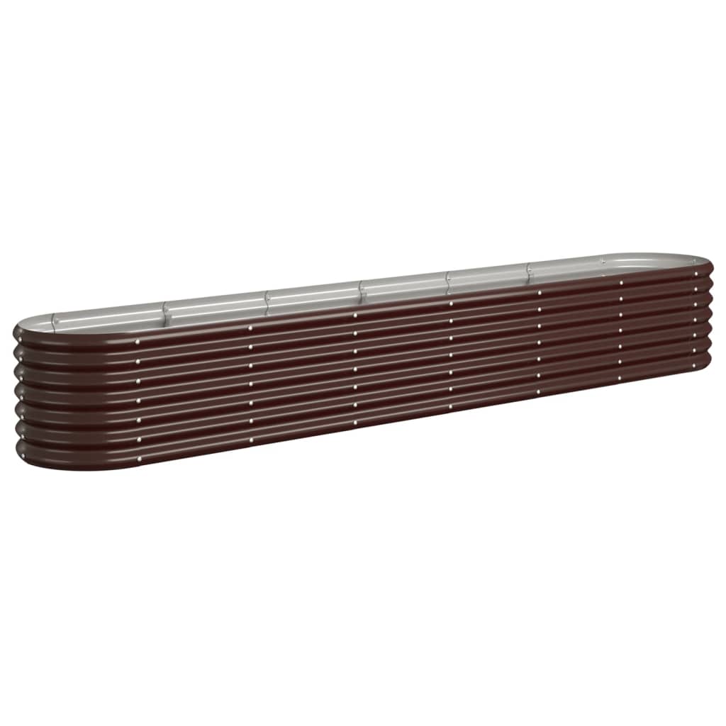 Garden Planter Powder-coated Steel 260x40x36 cm Brown