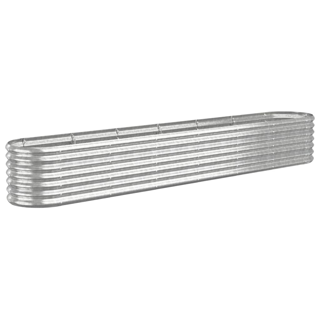 Garden Planter Powder-coated Steel 260x40x36 cm Silver