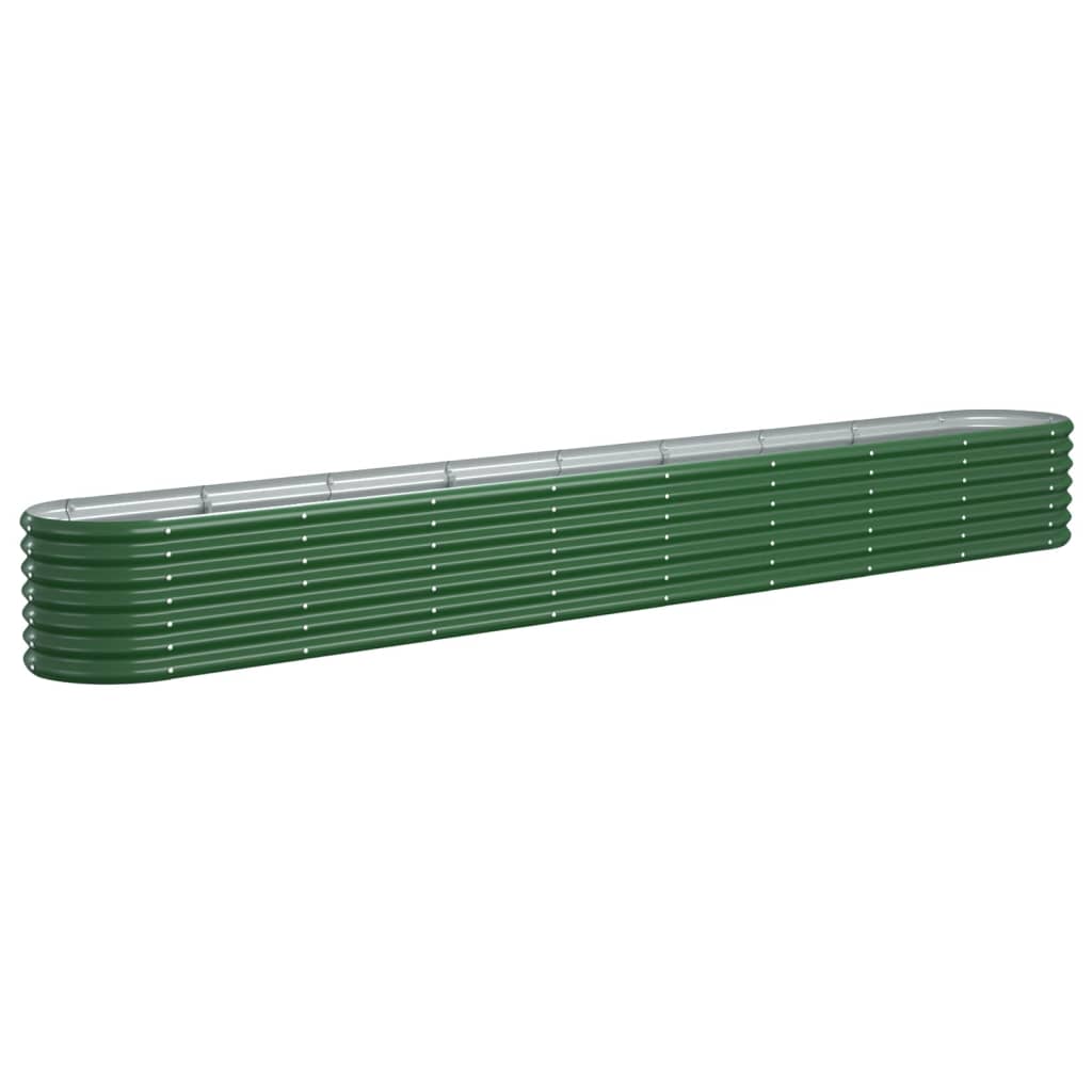 Garden Planter Powder-coated Steel 332x40x36 cm Green