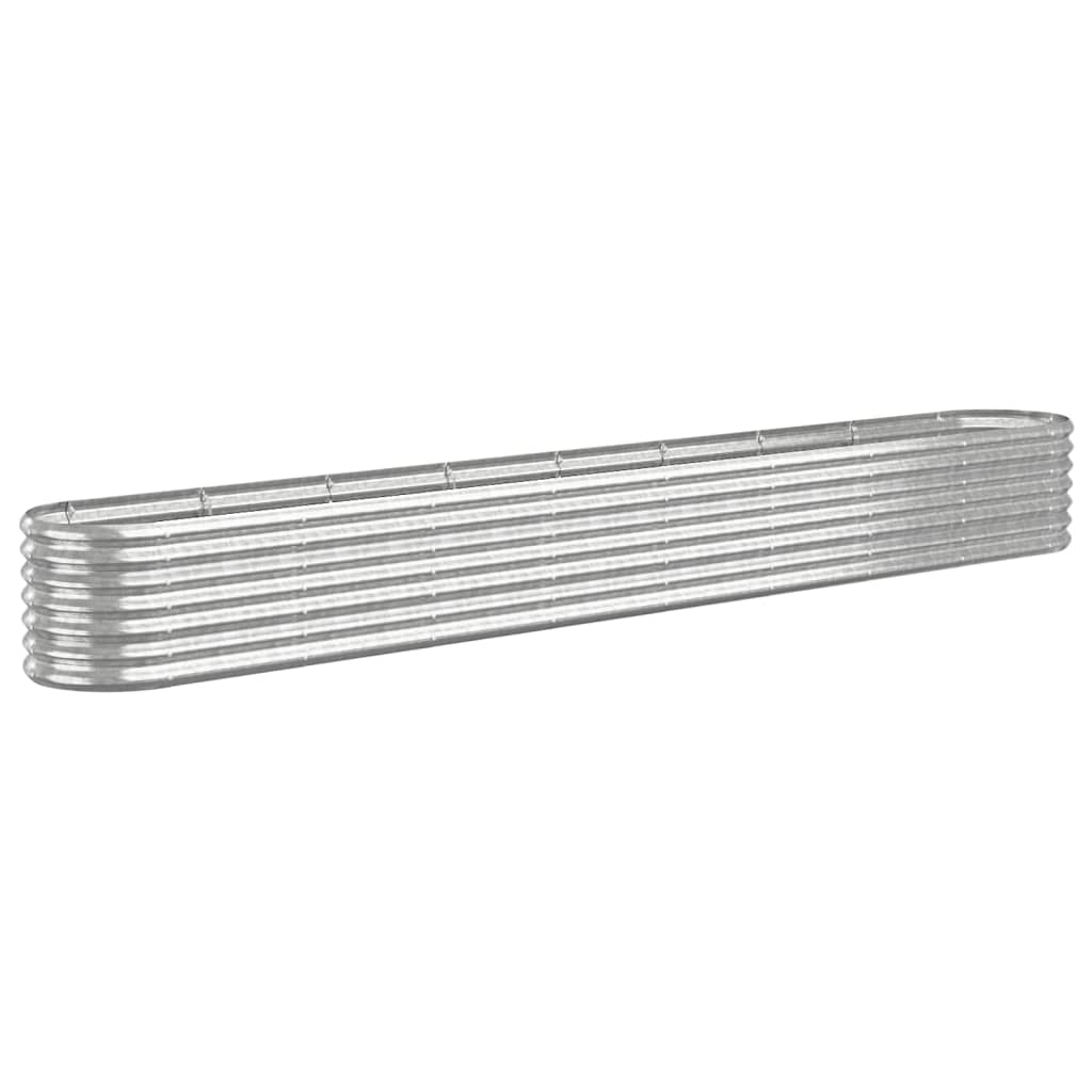 Garden Planter Powder-coated Steel 332x40x36 cm Silver