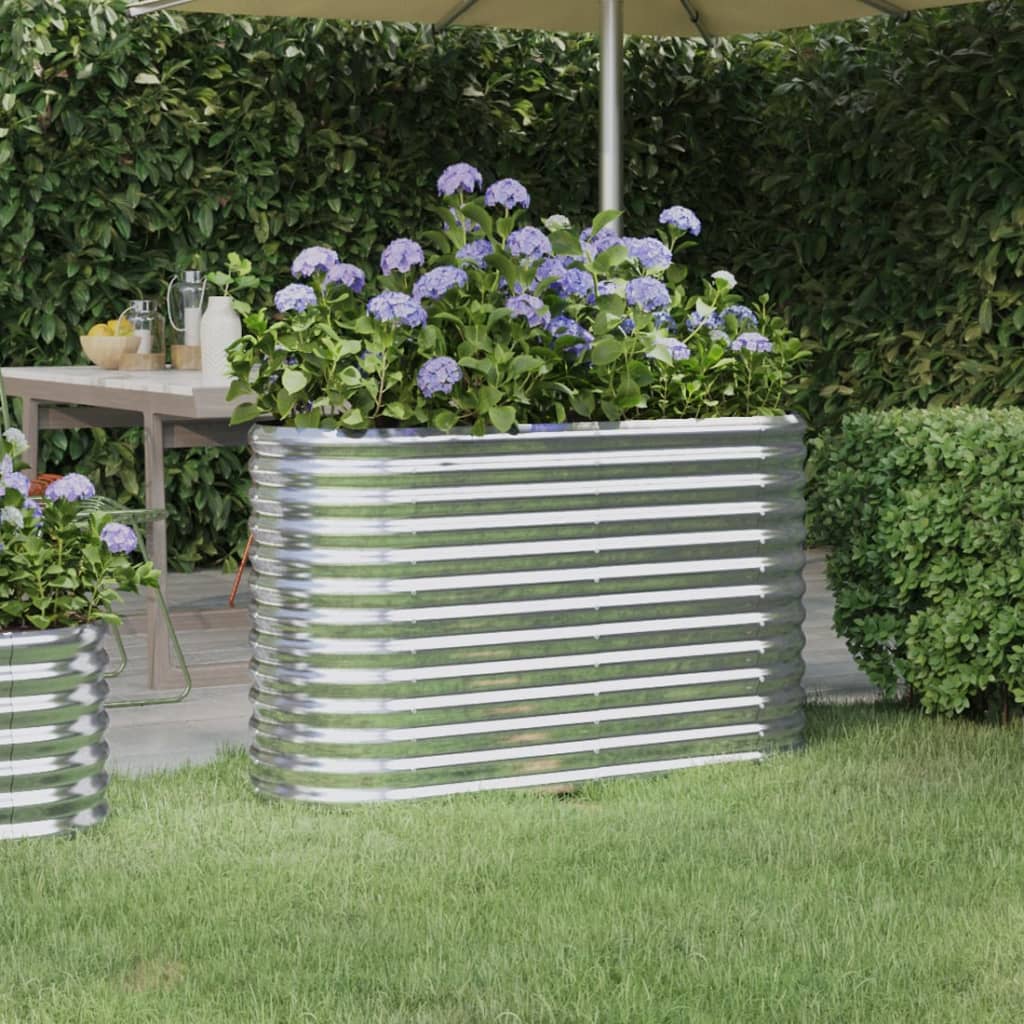 Garden Raised Bed Powder-coated Steel 114x40x68 cm Silver
