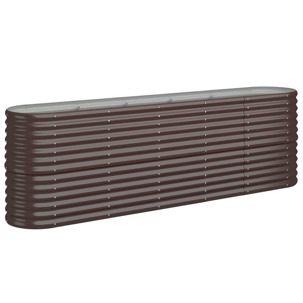 Garden Planter Powder-coated Steel 224x40x68 cm Brown