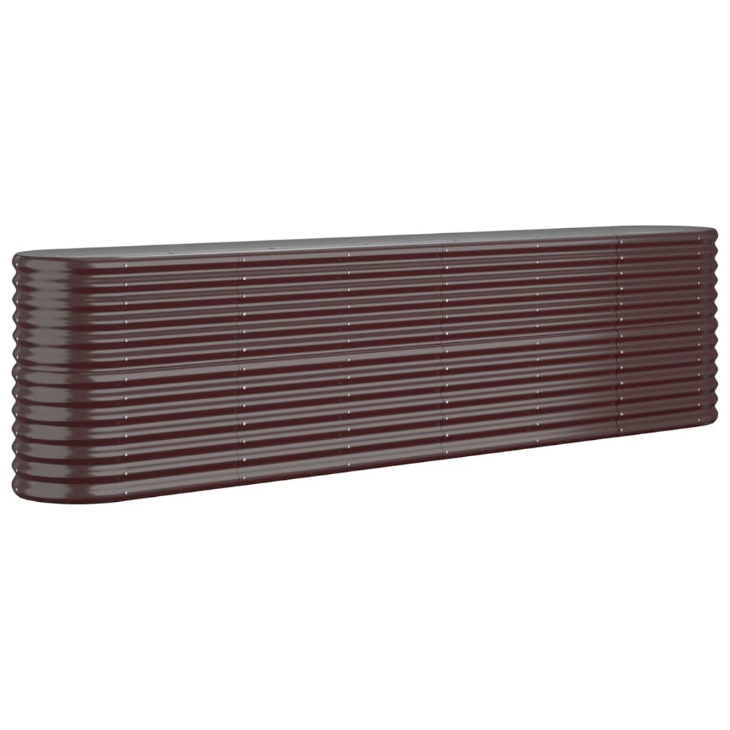 Garden Planter Powder-coated Steel 260x40x68 cm Brown
