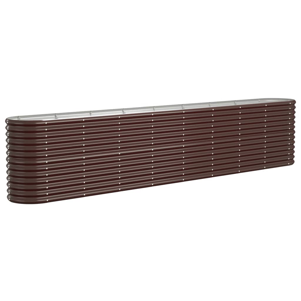 Garden Planter Powder-coated Steel 332x40x68 cm Brown
