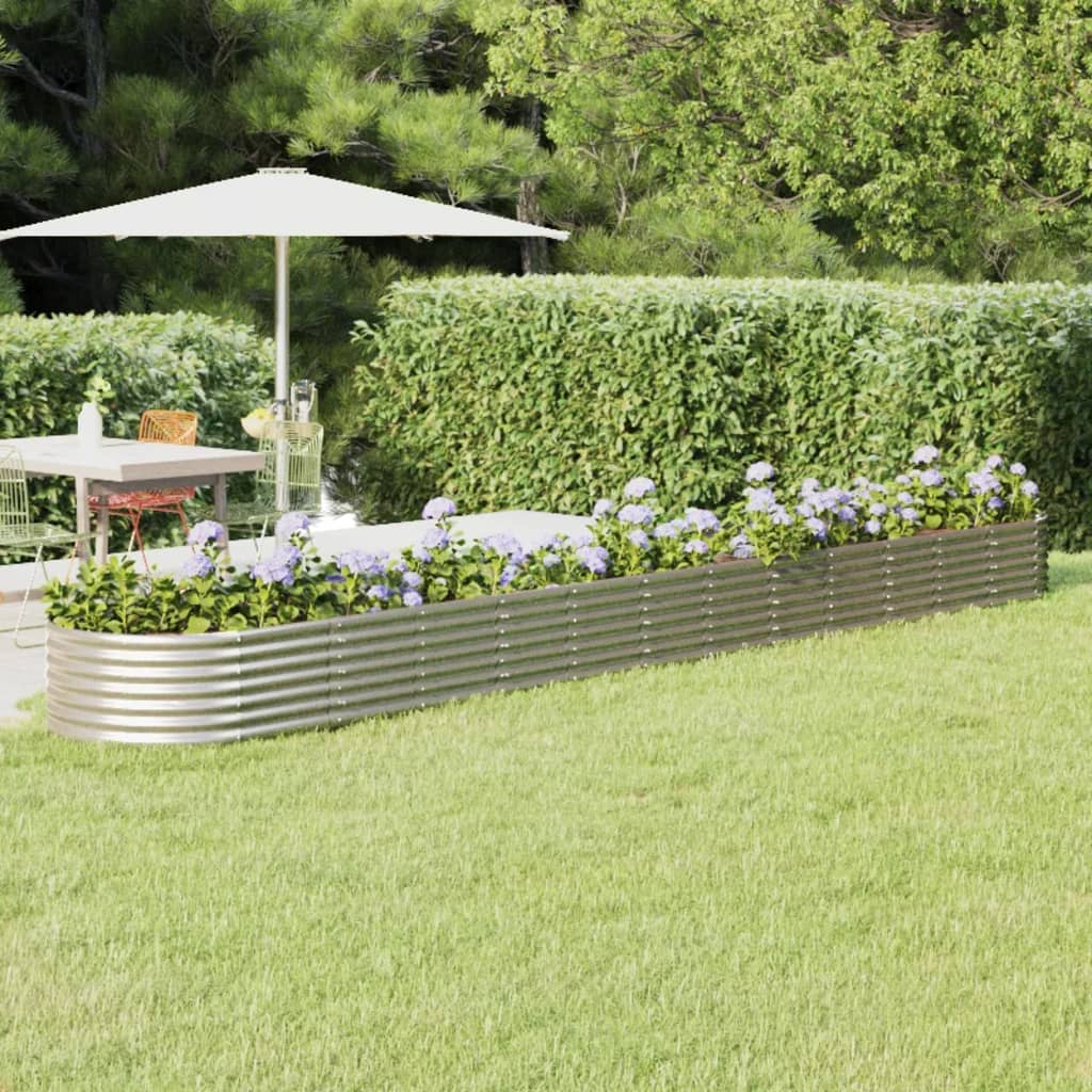 Garden Raised Bed Powder-coated Steel 512x80x36 cm Silver