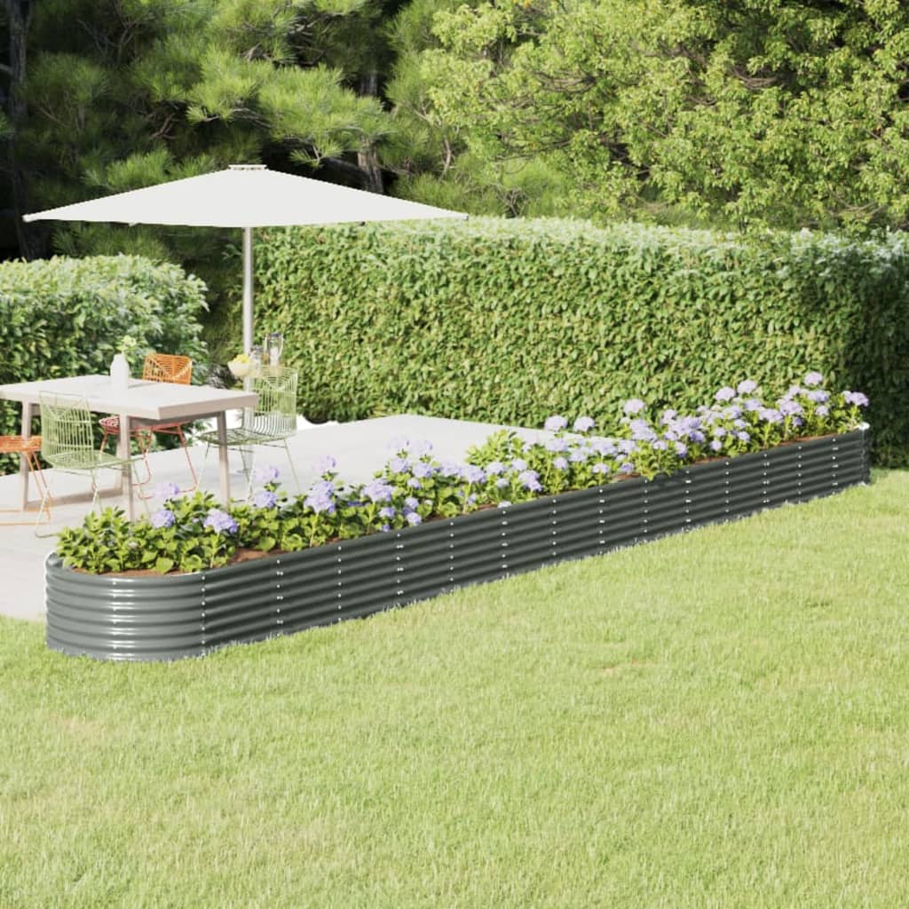 Garden Raised Bed Powder-coated Steel 620x80x36 cm Grey