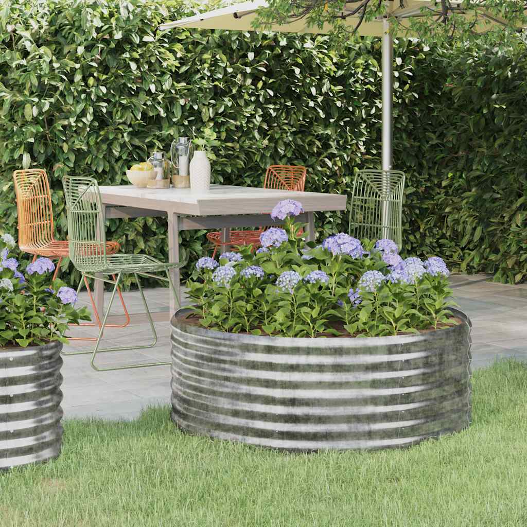 PRIFORD Garden Raised Bed Galvanised 100x100x36 cm Steel - Silver