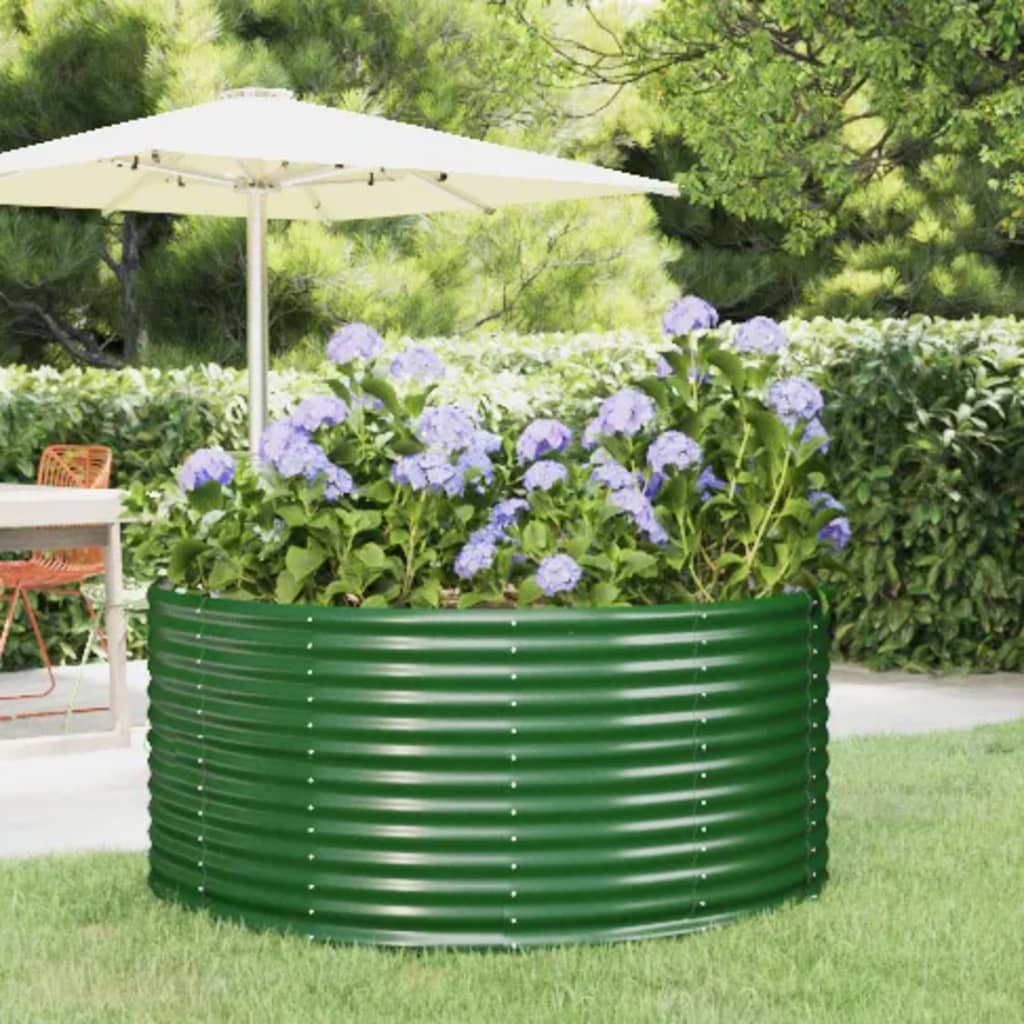 PRIFORD Garden Raised Bed 140x140x68 cm Galvanised Steel - Green