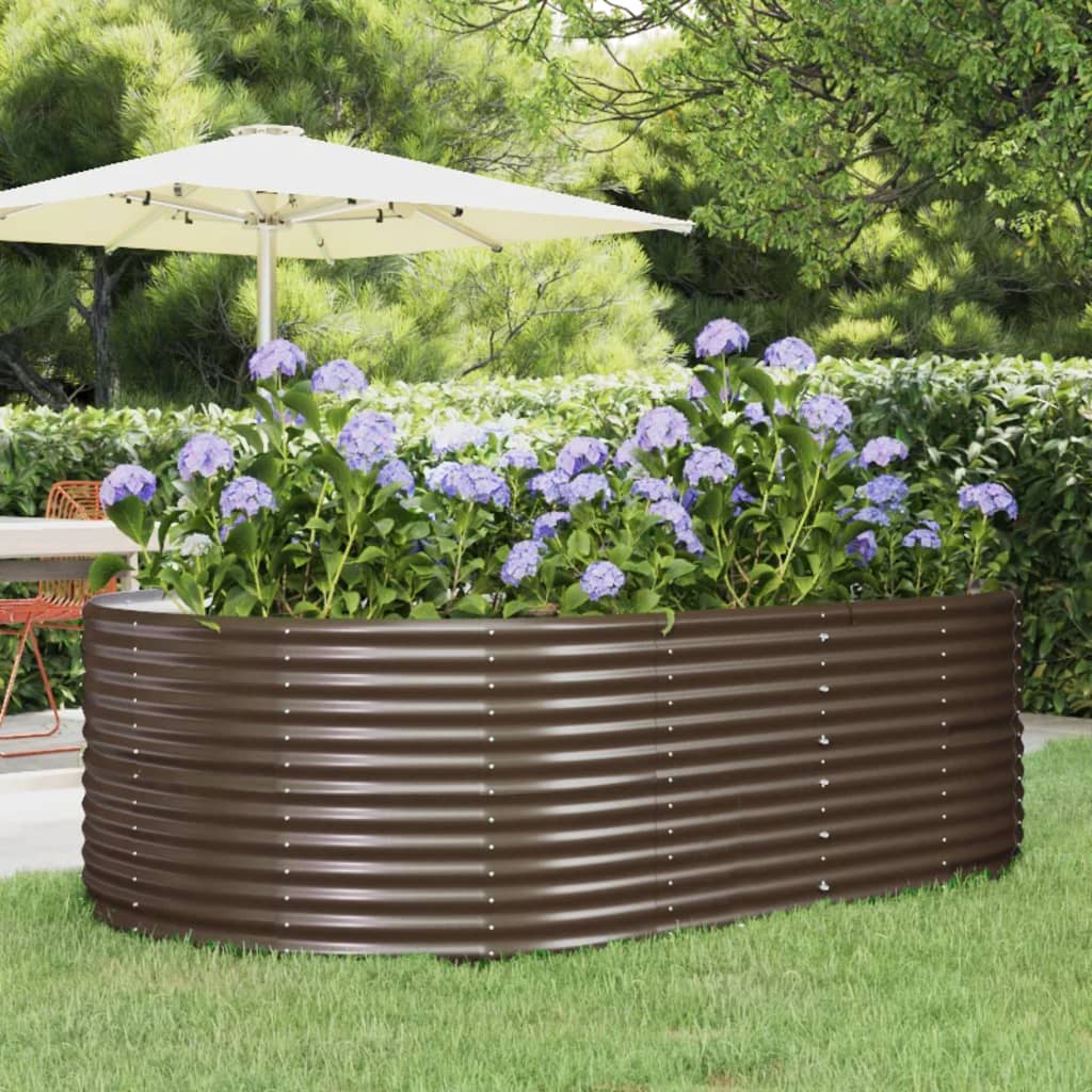 PRIFORD Garden Raised Bed 212x140x68 cm Galvanised Steel - Brown