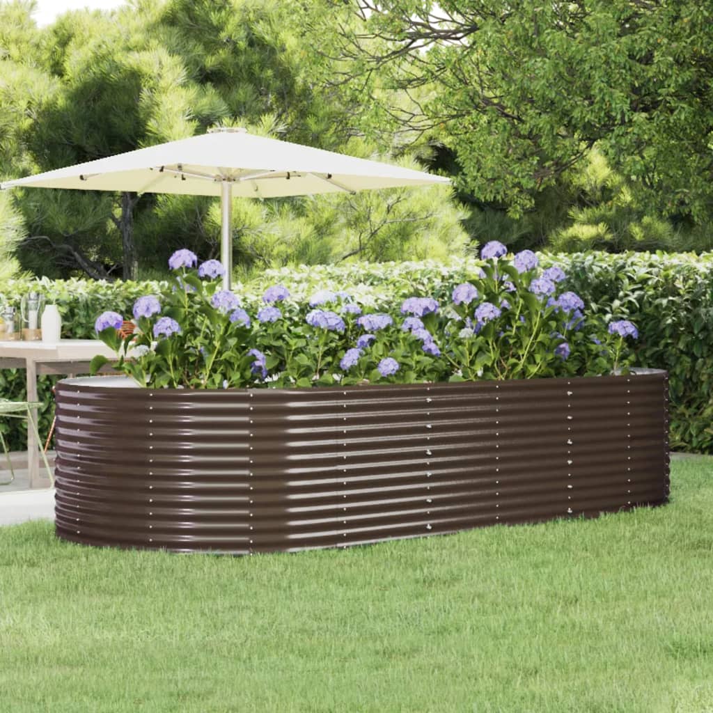 PRIFORD Garden Raised Bed 291x140x68 cm Galvanised Steel - Brown