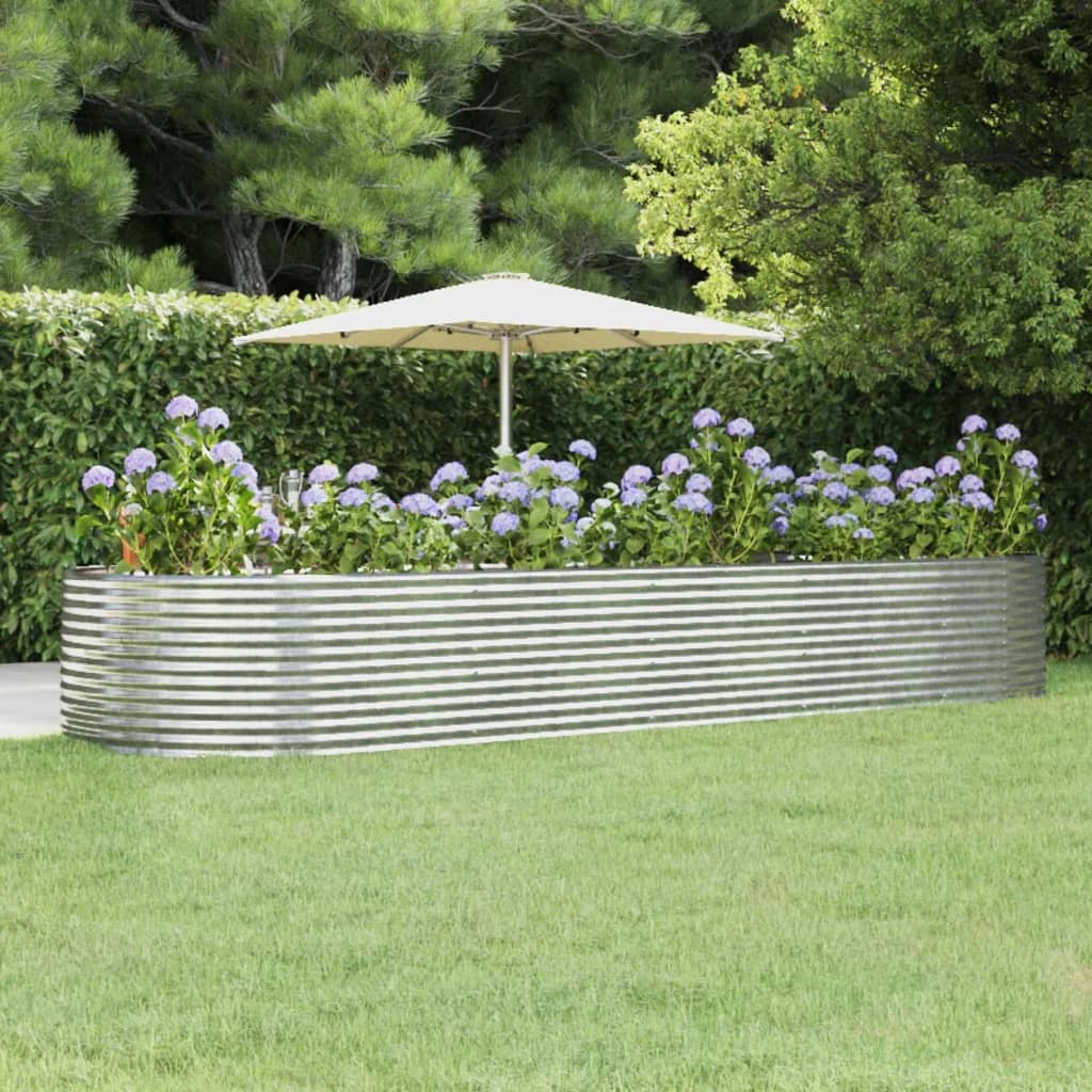 Garden Raised Bed Silver 447x140x68 cm Powder-coated Steel