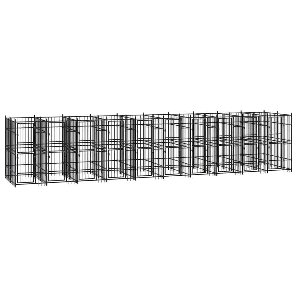 Outdoor Dog Kennel Steel 18.43 mÂ²