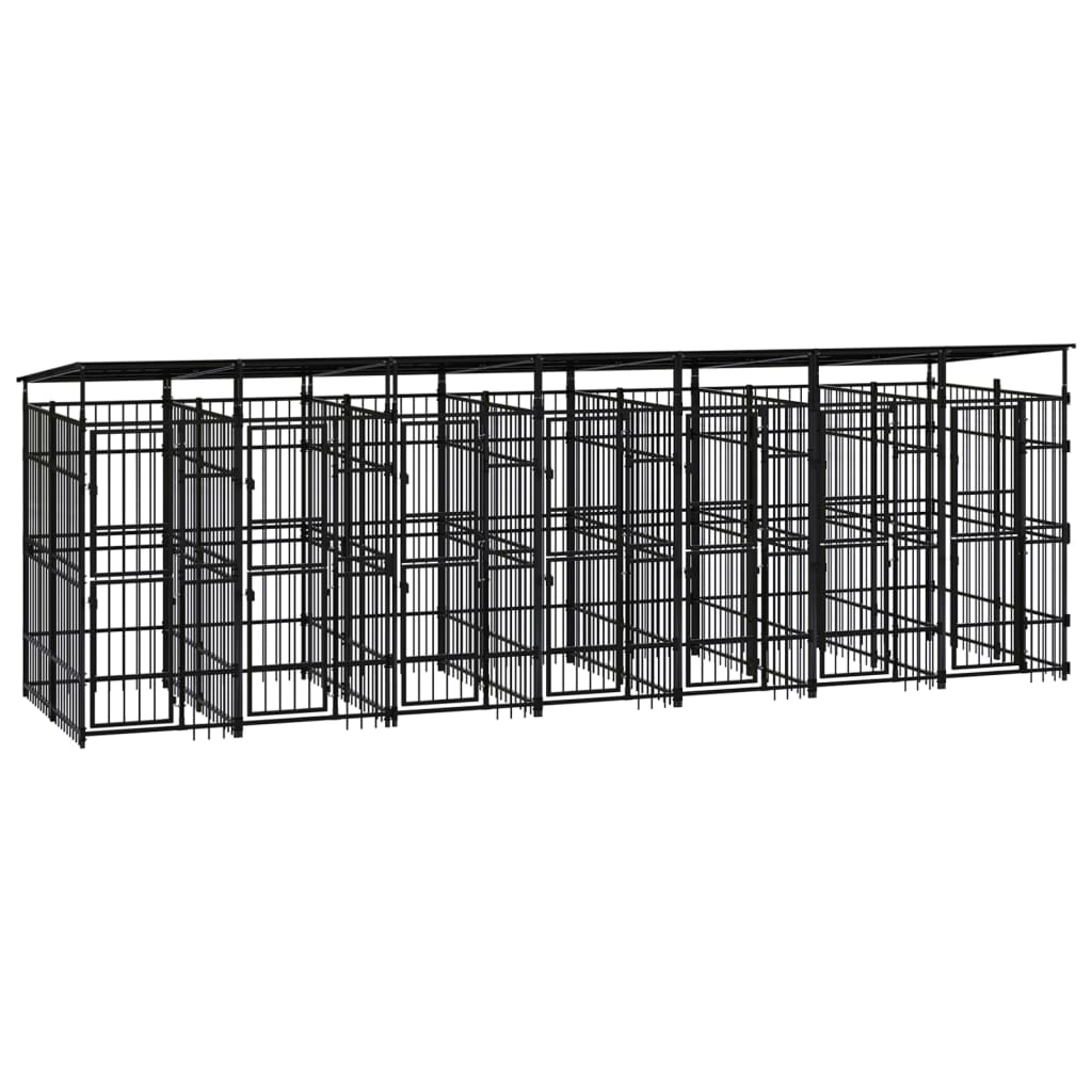 Outdoor Dog Kennel with Roof Steel 12.9sqm