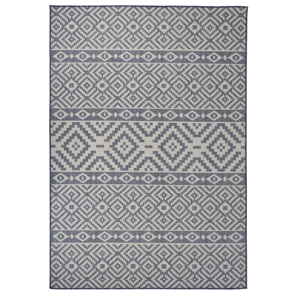 Outdoor Flatweave Rug 160x230cm Blue Stripes