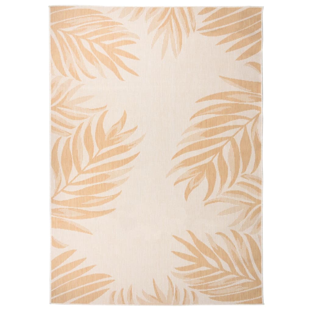 Outdoor Flatweave Rug 120x170cm Leaf Pattern
