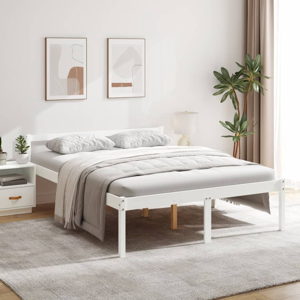 Bed Frame White 160x200 cm Solid Wood Pine