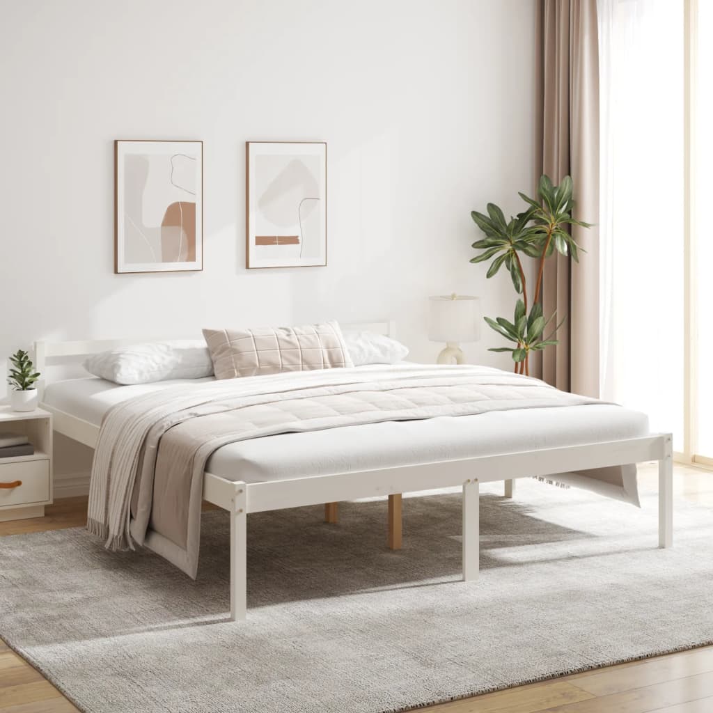 Bed Frame White 180x200cm Super King Size Solid Wood Pine