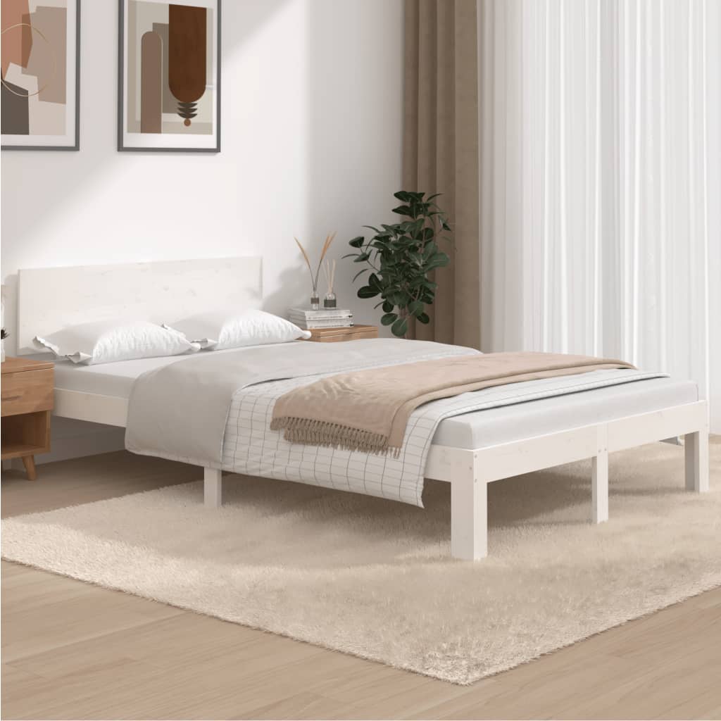Bed Frame White Solid Wood Pine 120x200 cm