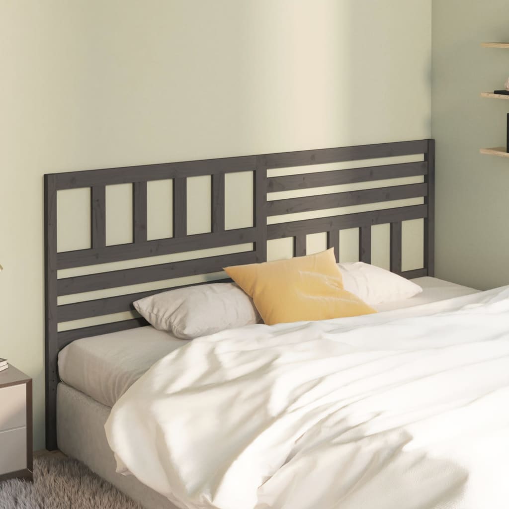 Bed Headboard Grey 186x4x100cm Solid Wood Pine