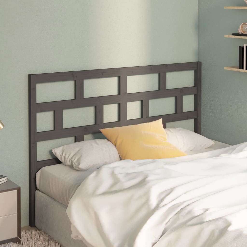 Bed Headboard Grey 146x4x100cm Solid Wood Pine