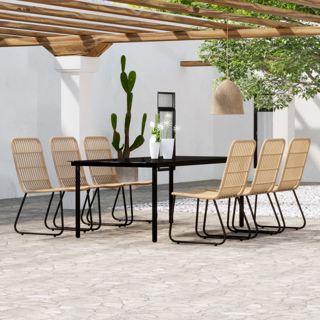 7 Piece Garden Dining Set Oak