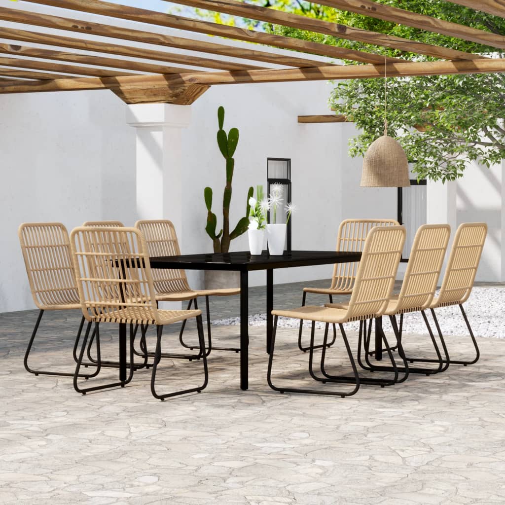 9 Piece Garden Dining Set Oak