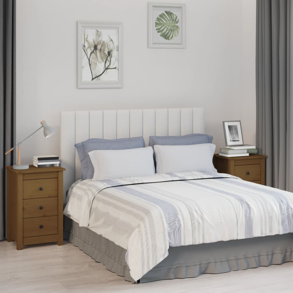 Bedside Table - NORMAN 2 Piece Nightstand Honey Brown 40cm