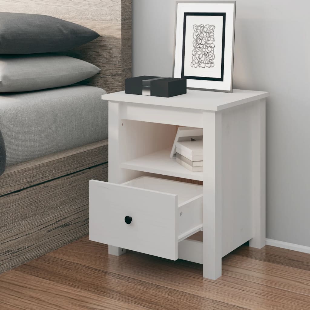 Bedside Table - RENO Nightstand White 40cm