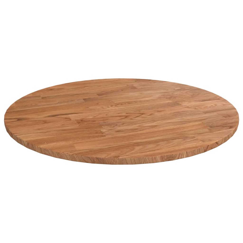 Round Table Top Light Brown Ã ̃40x1.5 cm Treated Solid Wood Oak
